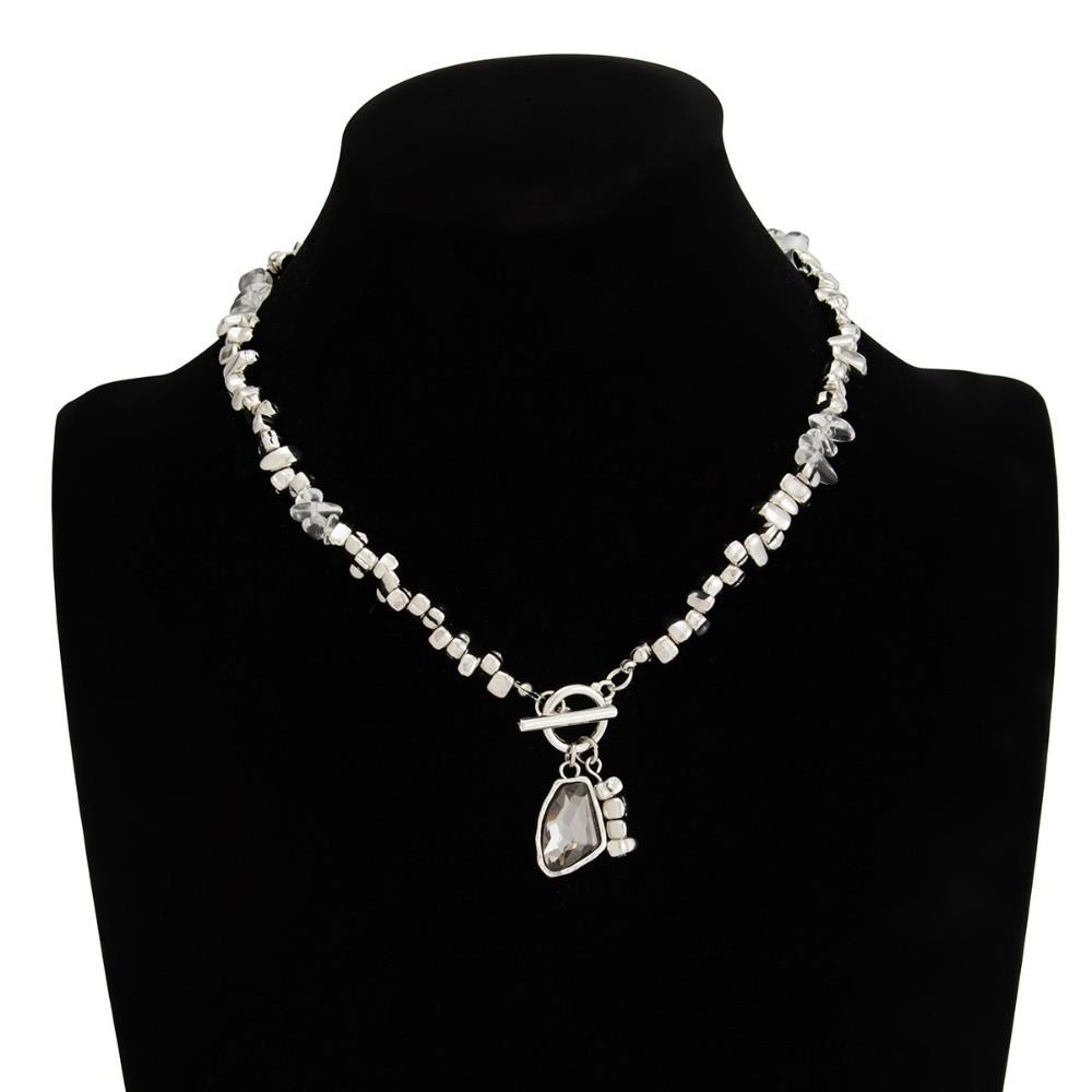 CCB Beads Glitter Pendant Bracelet Irregular Choker Necklace Elegant Black Zircon Necklace Jewelry