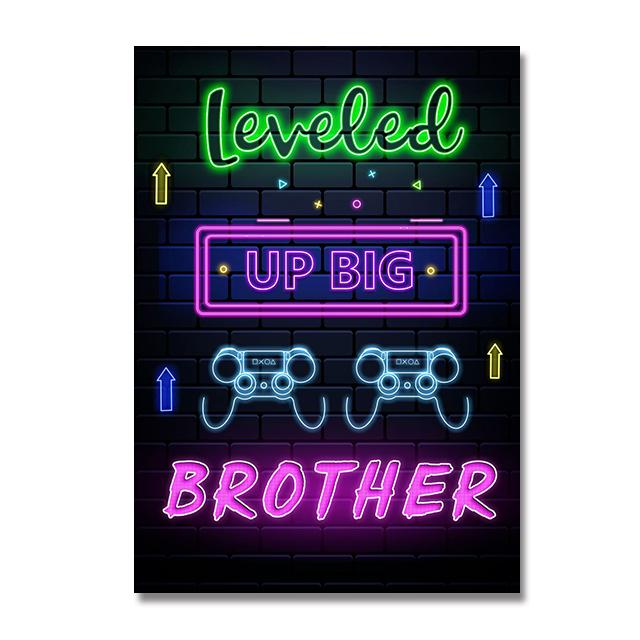 Neon Style Art Retro 80S Gaming Qoutes Posters on The Wall Gamer Gamepad Canvas Painting Boy Game Room Decoration