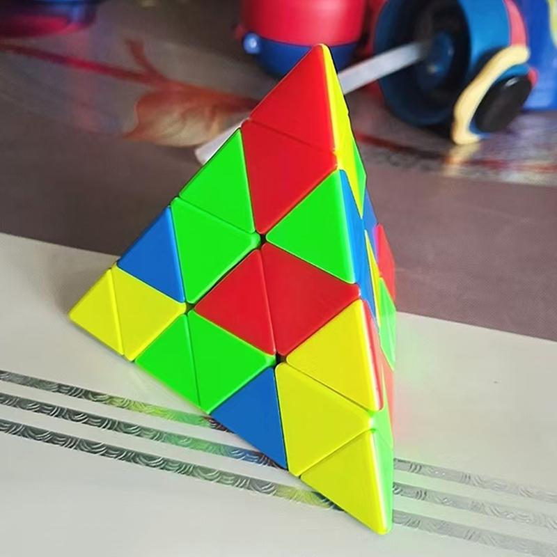 Pyramid Speed Cube 4x4x4 Stickerless Triangle Brain Teaser Puzzle for Kids Boys Girls Educational Toys Best Gifts Cubo Mágico