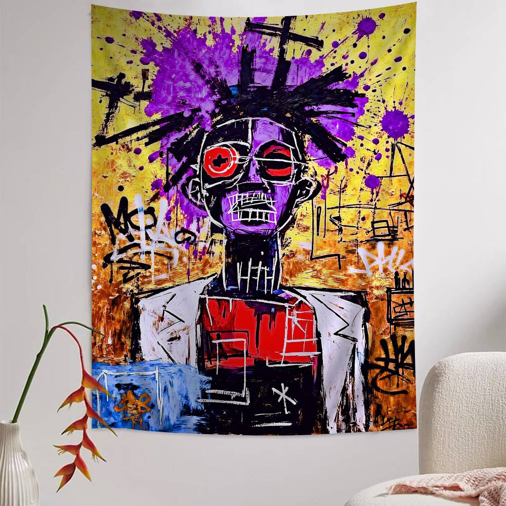 Artista J-Jean M-Michel B-Basquiat Arazzo Colorato da Appendere alla Parete Appendi Tarot Tappeti da Parete Hippie Decorazioni Murali per Dormitorio