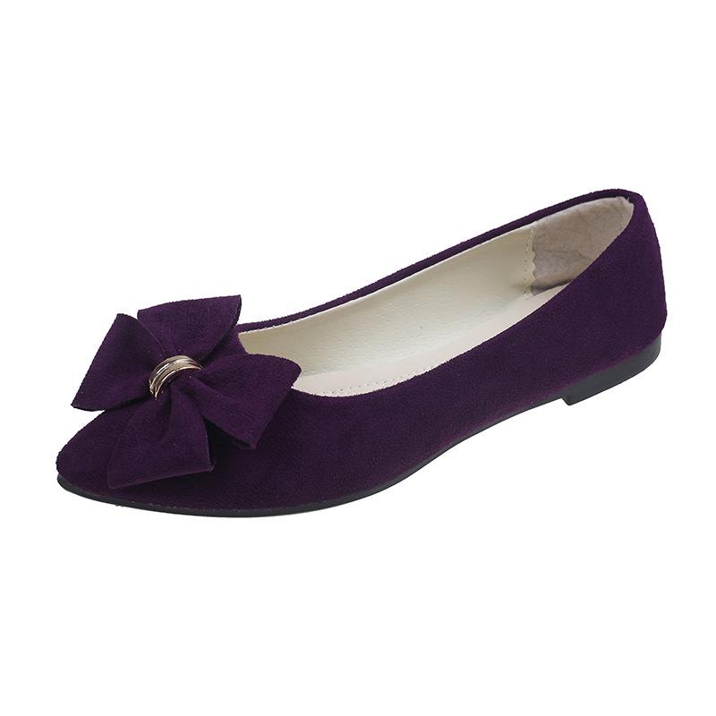 2025 Spring/Autumn Women's Bow Suede Loafers - British Style, Casual, Low-Cut, Plus Size