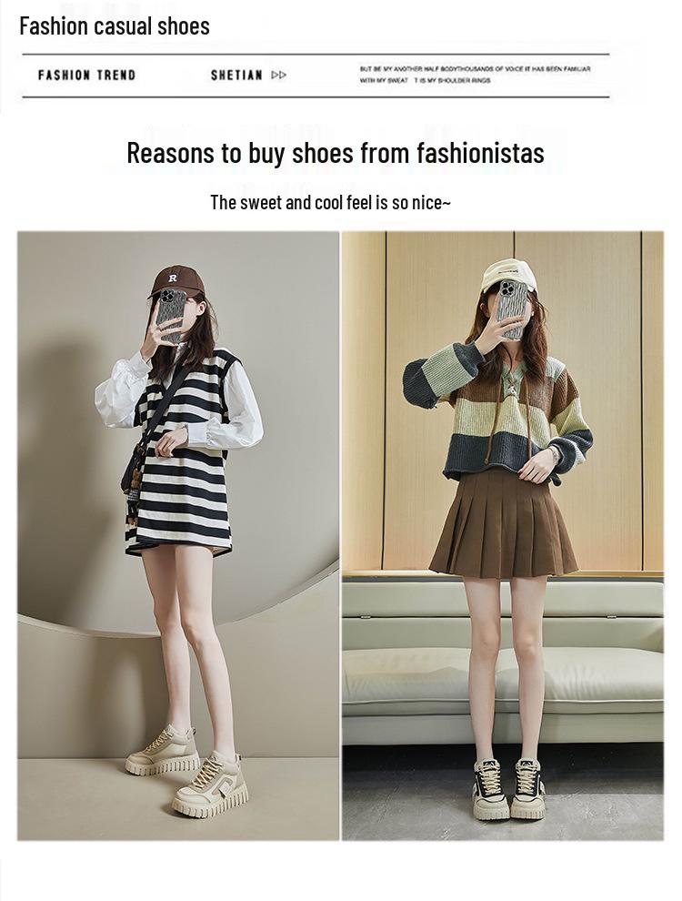 2025 Spring Korean Style Women's High-Top White Sneakers with Thick Soles - Street Style KT12261.