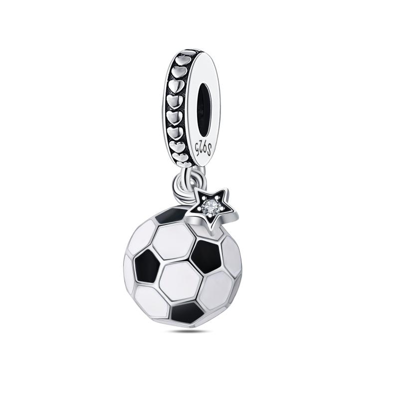 New In Copper Color Sports Fitness Series Football Beads Fit Pan Bracelet Diy Charm Pendant Woman Jewelry