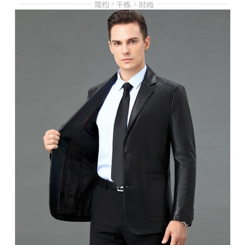 Garnitur ze skóry naturalnej męska skórzana kurtka plus aksamit pogrubiona skóra owcza garnitur skórzany męska skórzana kurtka luźny płaszcz