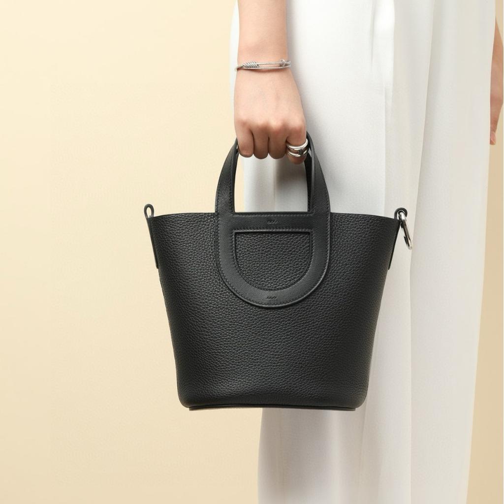 [haute couture] Pig nose vegetable basket bag high texture first layer TC cowhide portable bucket bag fashionable genuine leather women's bag