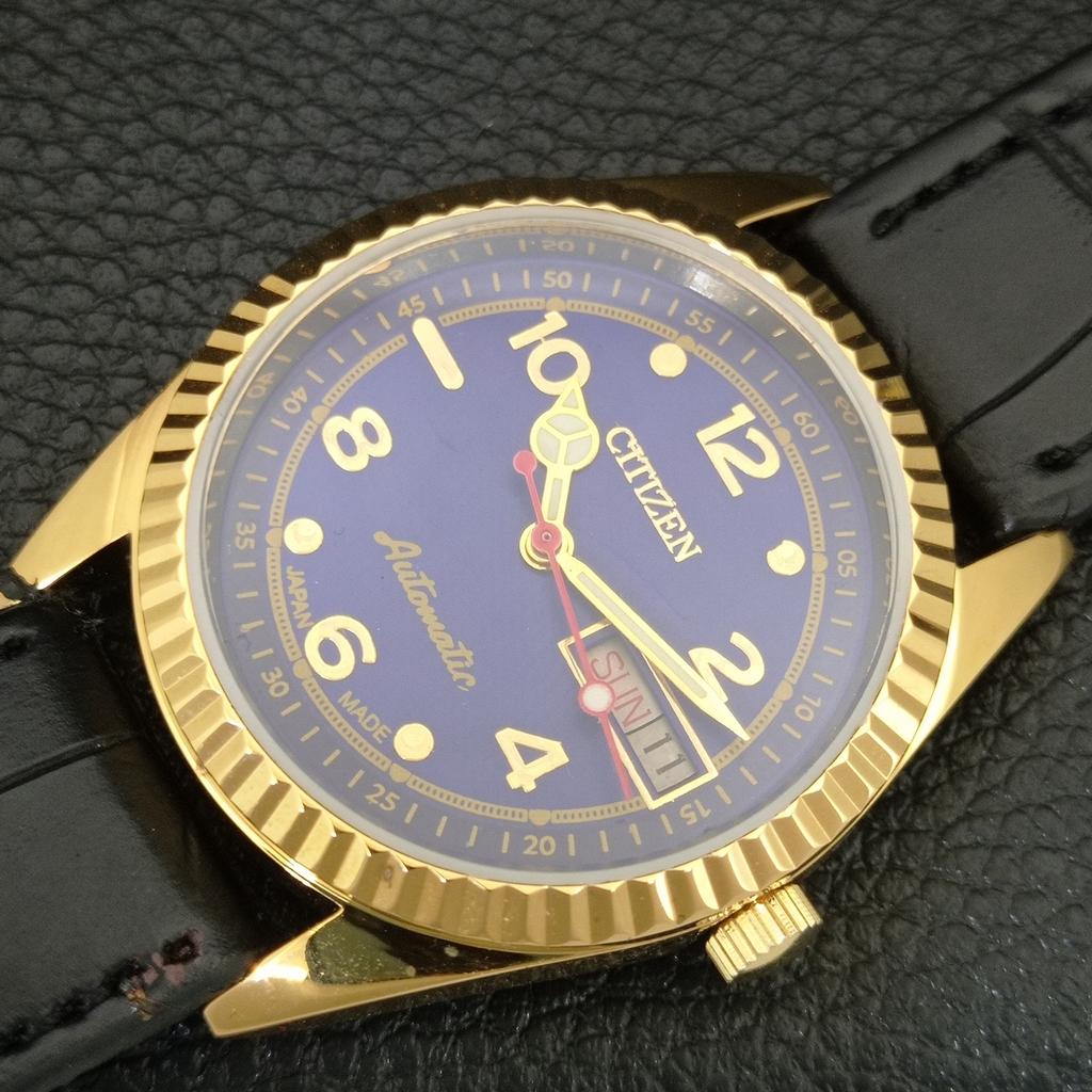 AUTOMATIC VINTAGE REFURBISHED CITIZEN 8200 JAPAN MENS BLUE DIAL WATCH a445318-1