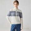 Women's Ethnic Style Fair Isle Jacquard Cashmere Half-Zip Sweater - Loose, Thick Winter Knit Top