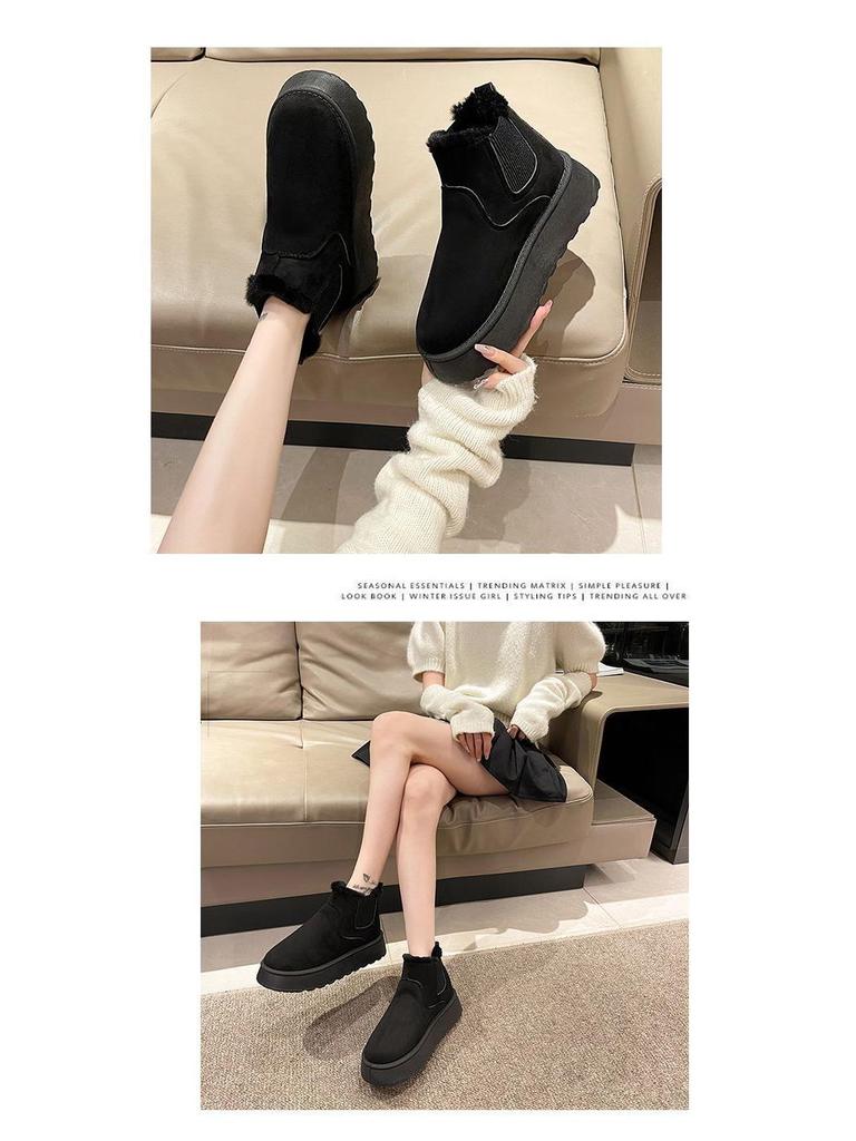 Damtjockbottnade snökängor 2025: Varm, Pådragbar, Halkfri, Mångsidig, Vinterstil med Plus-sammet.