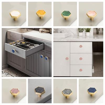 Minimalist Single Hole Cabinet Knob Nordic Modern Hexagonal Door Pull Handles Zinc Alloy Colorful Drawer Knobs Dresser