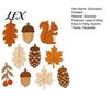 Indoor Outdoor Garden Decor Fall Wooden Garland Decor, Rustic Autumn Hanging Ornament with Squirrel Natural Wood Craft Maple Leaf Pinecone,