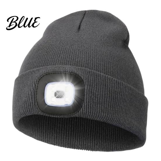 Unisex Outdoor Winter Accessory LED Hat with Light USB Rechargeable Headlamp Skull Cap Hiking Warm Cap Light Knitted for Men Women Gear Hands Free