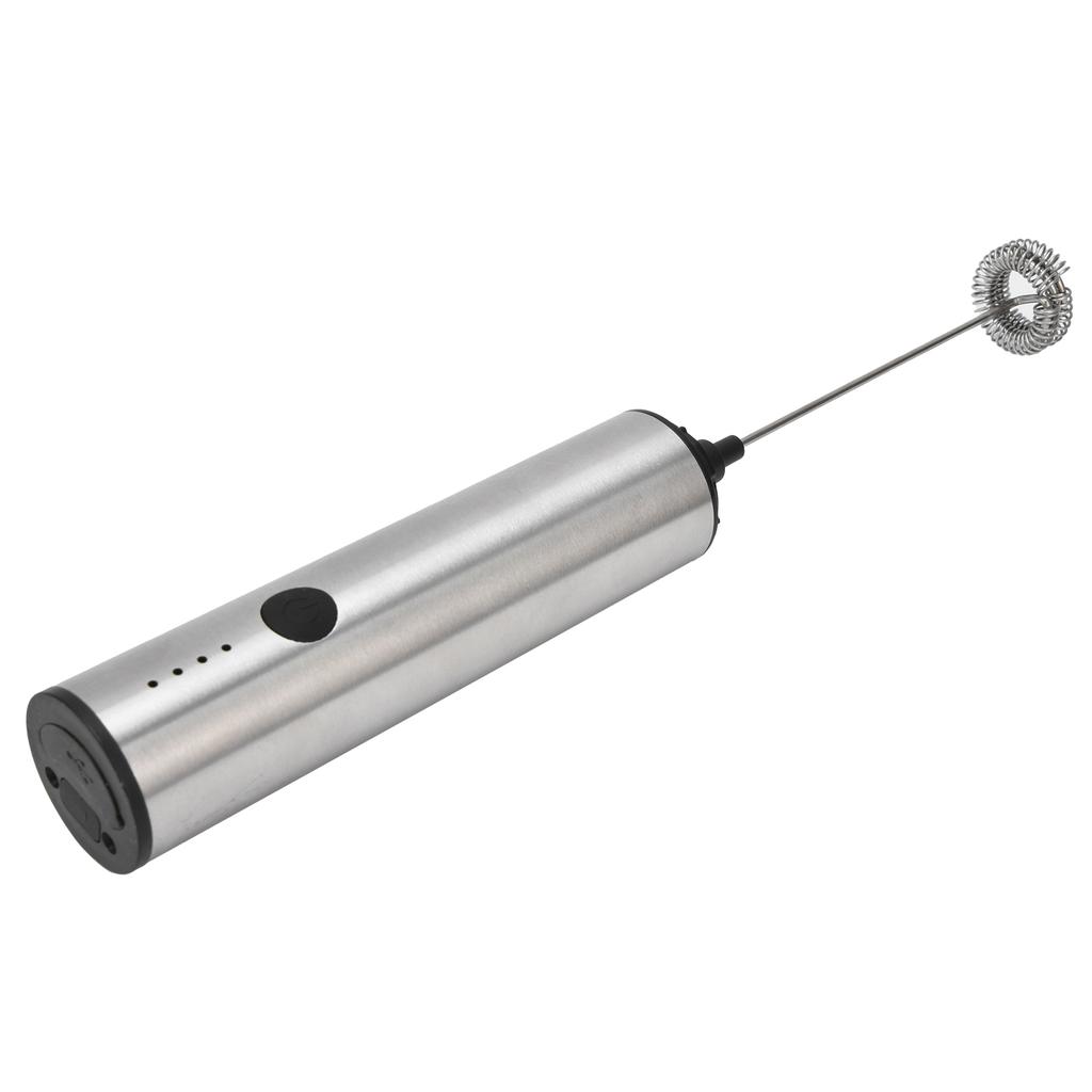 Stainless Steel Electric Milk Frother Handheld Egg Beater USB Charging Mini Milk Mixer