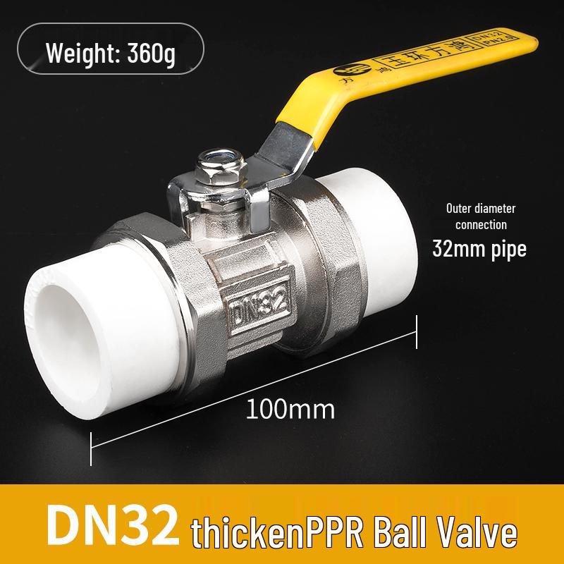 Multi-Size PPR Copper Double Union Ball Valve with Switch - Hot Melt Options Available (DN20-63, 1/2" To 1")