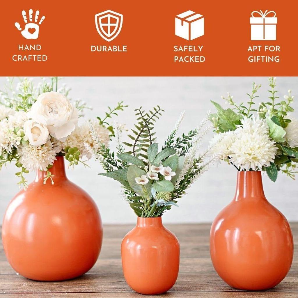 Metall-Blumenvase für Wohnkultur, Massive Metallvase für Bürotischdekorationen, Geschenk zum Geburtstag Set aus 3 (Blumen nicht im Lieferumfang enthalten)