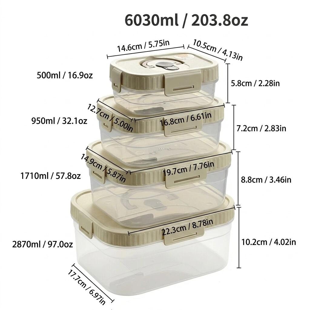 Plastic Sealed Preservation Box With Lid&Handle Stackable Meat Fresh-keeping Fruit Vegetable Storage Container Microwaveable