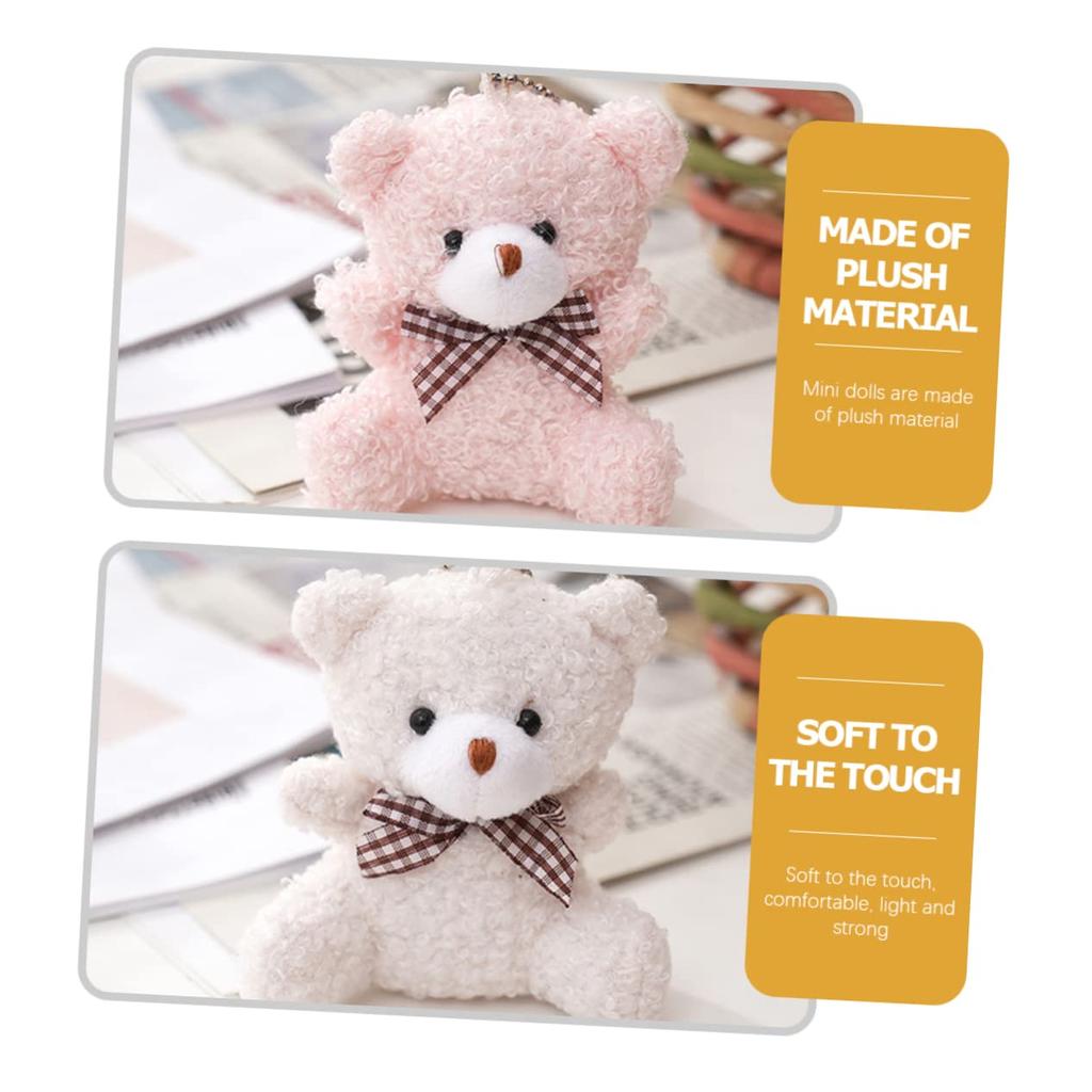 STOBOK Plush Bear Keychains, 12 Mini Bears, Animal Backpack Charms