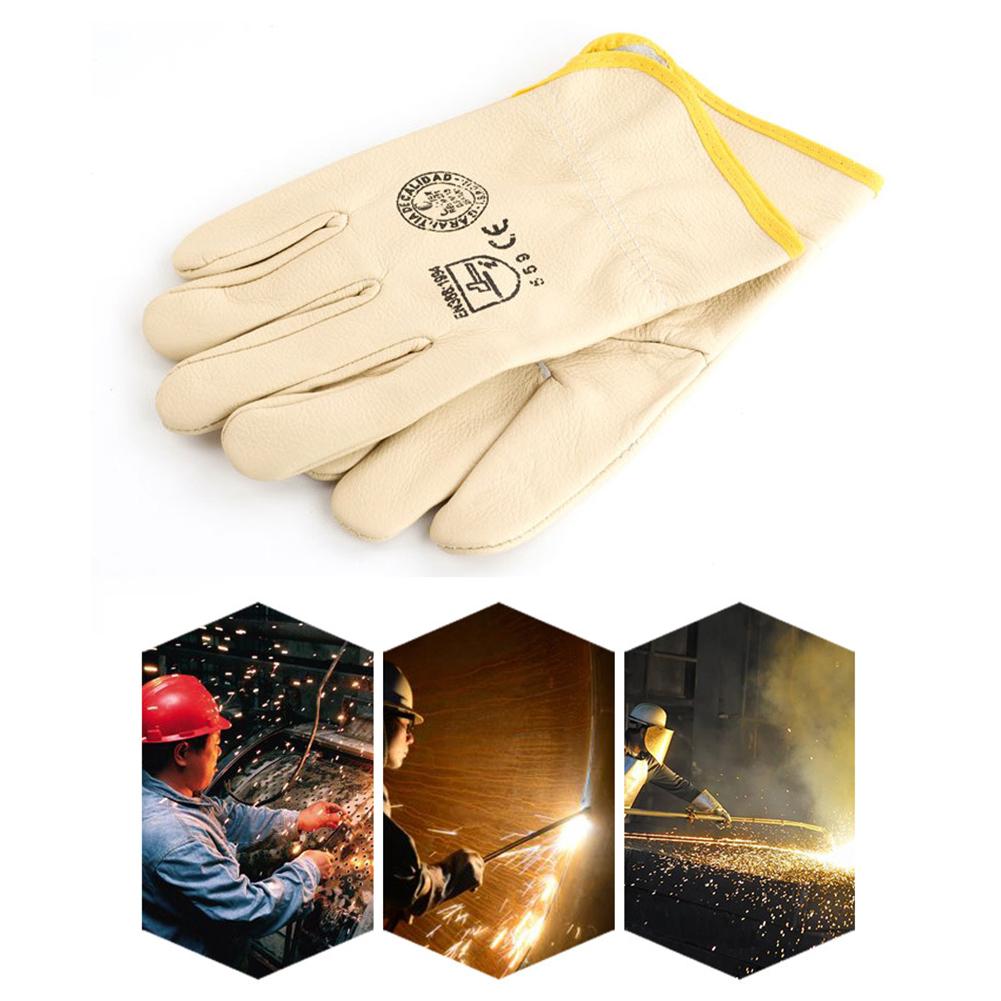 1Pair Cowhide Electric Welding Protective Gloves Wear-Resistant Anti-Scald Industrial Protective Gloves