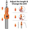 AD23-5 PCS Quick Change 8Mm Adjustable Countersink Drill Bit Set Orange Countersink Drill Bit With 5Pcs Replaceable Drill Bits