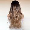 Brown Gold Mixed Color Medium Part Long Hair Curly Fake Head Set Big Wave Gradient Change Wig