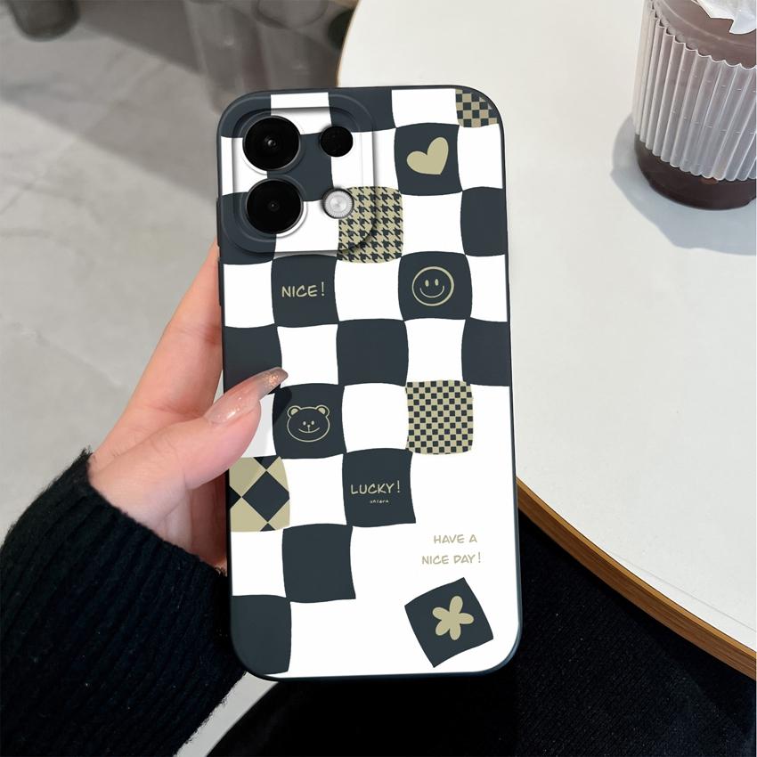 Cover Case For Oppo Realme 5 6 7 10 8 9 Pro Plus A5X K13 A5 Fashionable Checkered Patterns Liquid Silicone Anti Slip Housing For Oppo Cellphone Casing