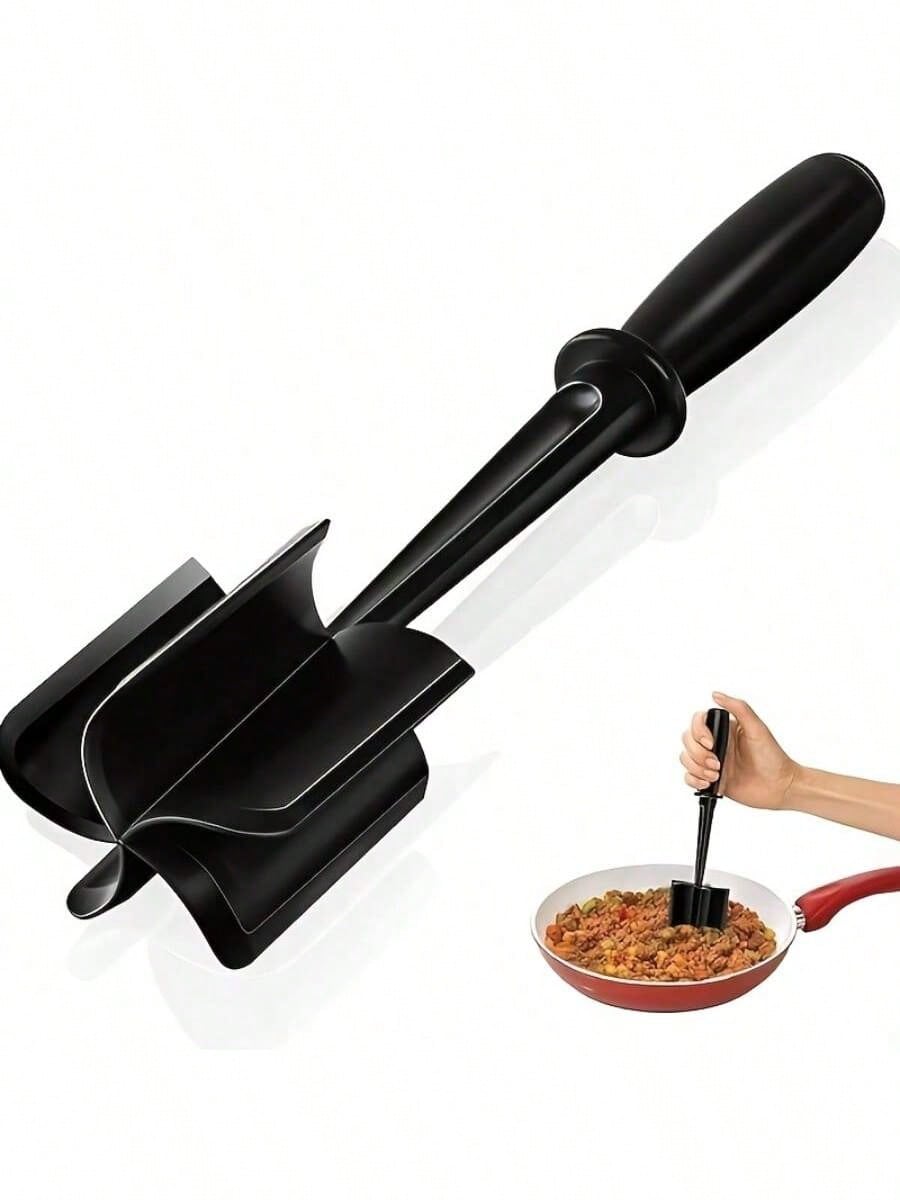 

3-In-1 Plastic Mixing Stick – Handheld Kitchen Tool For Blending Ground Meat, Folding Batter, Mixing Salads, Dough And Salsa чёрный