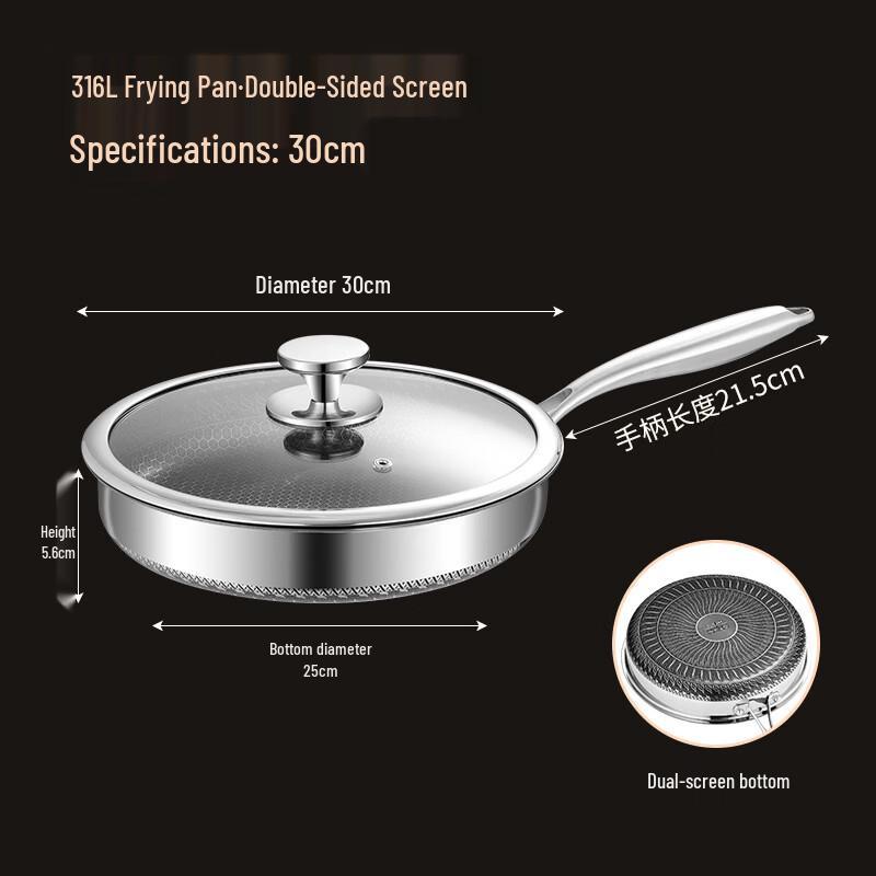

Zhi Shi 304 Stainless Steel Honeycomb Non-stick Frying Pan