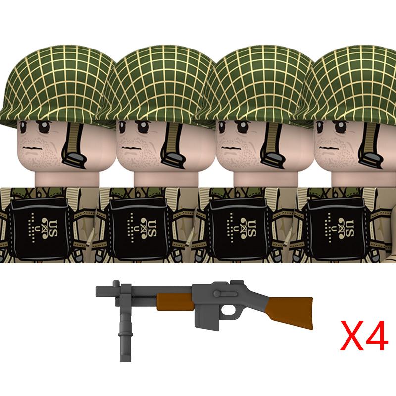 WW2 American Rangers Military Soldeirs Building Blocks US Army Infantry Medical Soldeirs Helmets Bazuca Weapons Bricks Toys