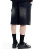 CREAM SODA LAB [2Pack] Bermuda Carpenter Short Denim Pants Elastic Waist Deep Black
