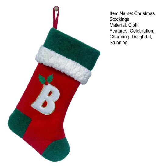18 Inches Monogram Christmas Stockings with Letters Embroidered Initials Xmas Hanging