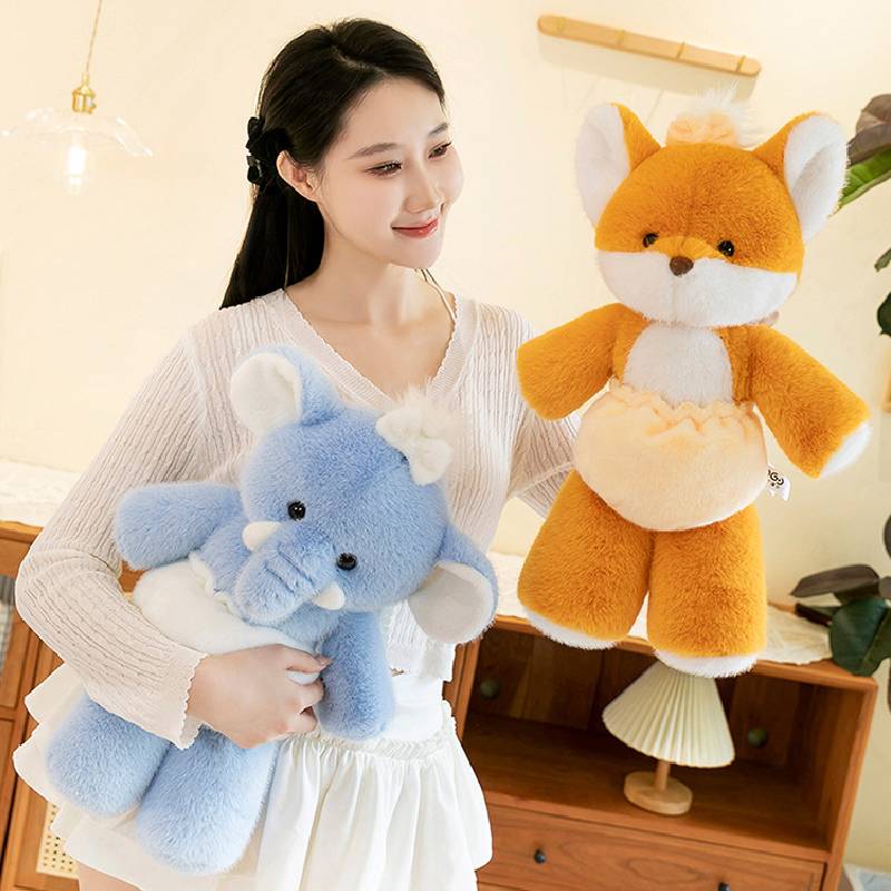 Little Elephant Fox Dog Plush Toy Cute Girl Sleeping Soothing Throw Pillow Doll