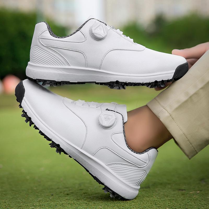 Mens Womens Golf Shoes Leather Sneakers Flat Walking Outdoor Professional Golf Shoes Big Size Black White