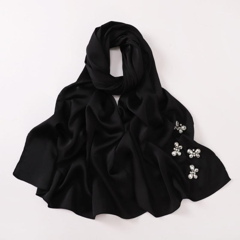 New Bubble Chiffon Butterfly Rhinestone Long Scarf For Women Ethnic Style