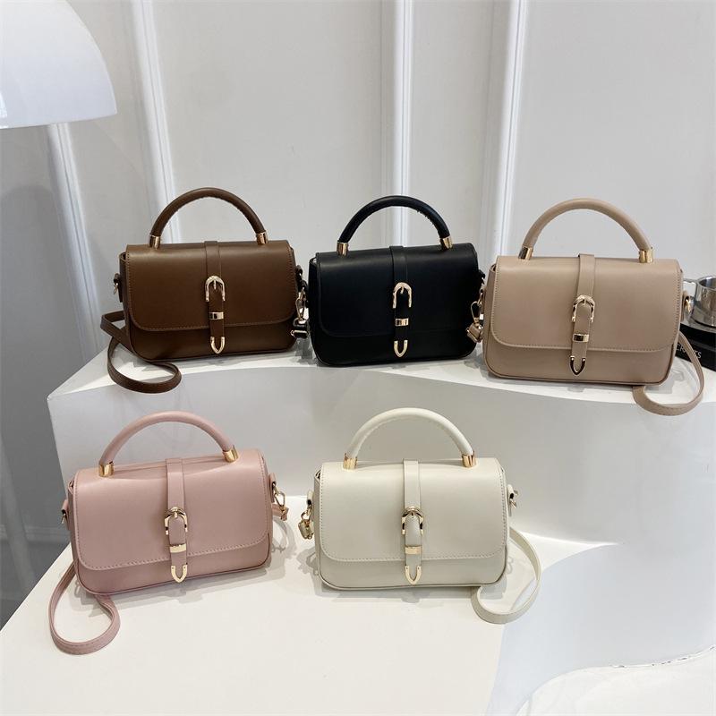 Borsa a tracolla singola, portatile, semplice, di grande capacità, con fibbia a cintura, per il pendolarismo, alla moda, con motivo a litchi