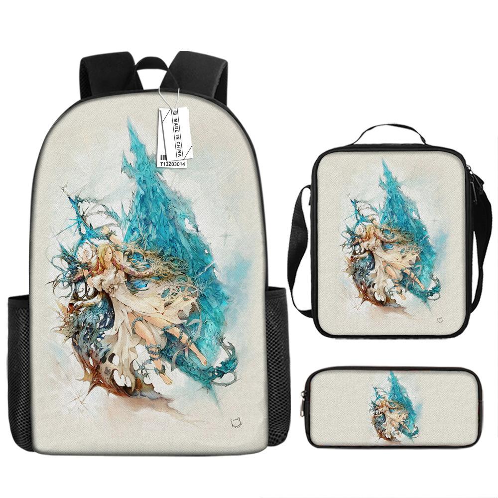 Ffxiv Backpack Cross-border Tide Backpack European and American Retro Schoolbag Fourth Grade Backpack Student Backpack