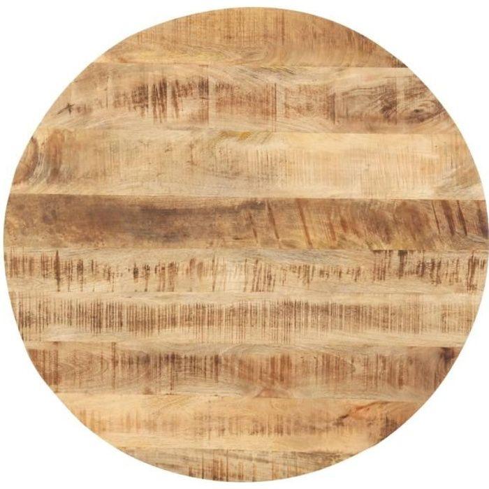 Dessus de table Bois de manguier solide Rond 25-27 mm 80 cm