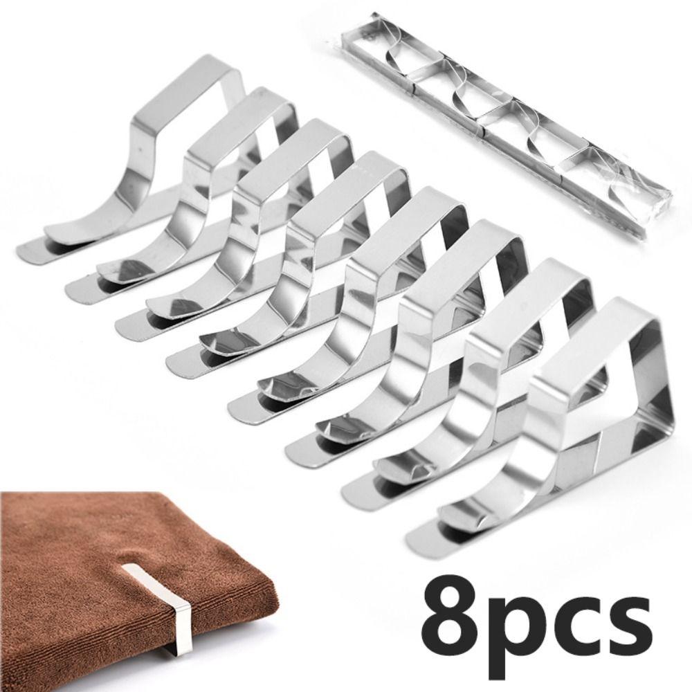 8Pcs Stainless Steel Tablecloth Clamps Anti-Slip Tablecloth Organizer Clip