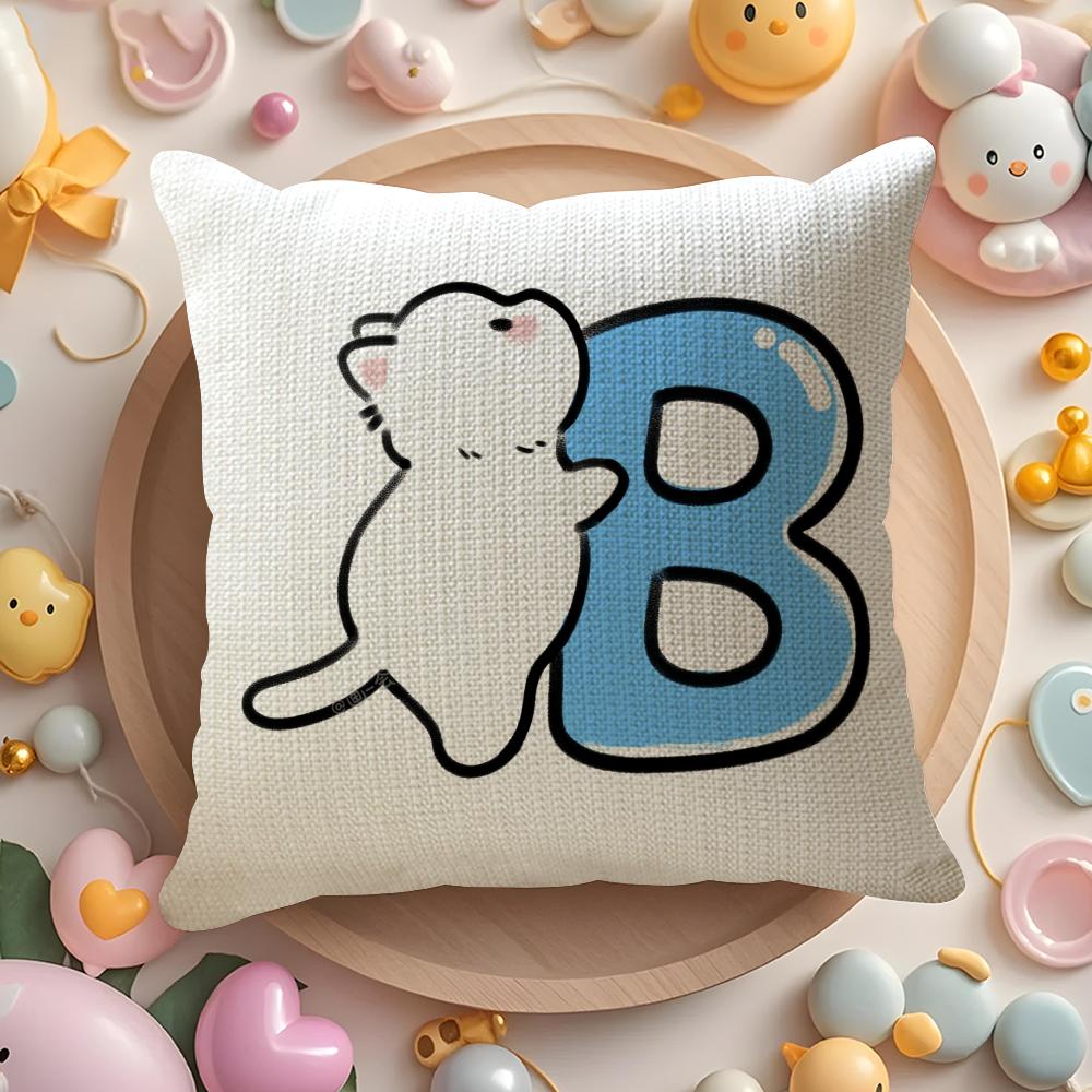 Kindergarten Children Learn Cartoon Cat Letters Pillow Case Sofa Living Room Bedroom Headboard Backrest Cushion Square Cushion