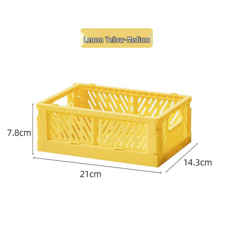 Foldable Plastic Storage Basket - Creative, Stackable Bin for Desktop, Living Room, or Refrigerator Organization