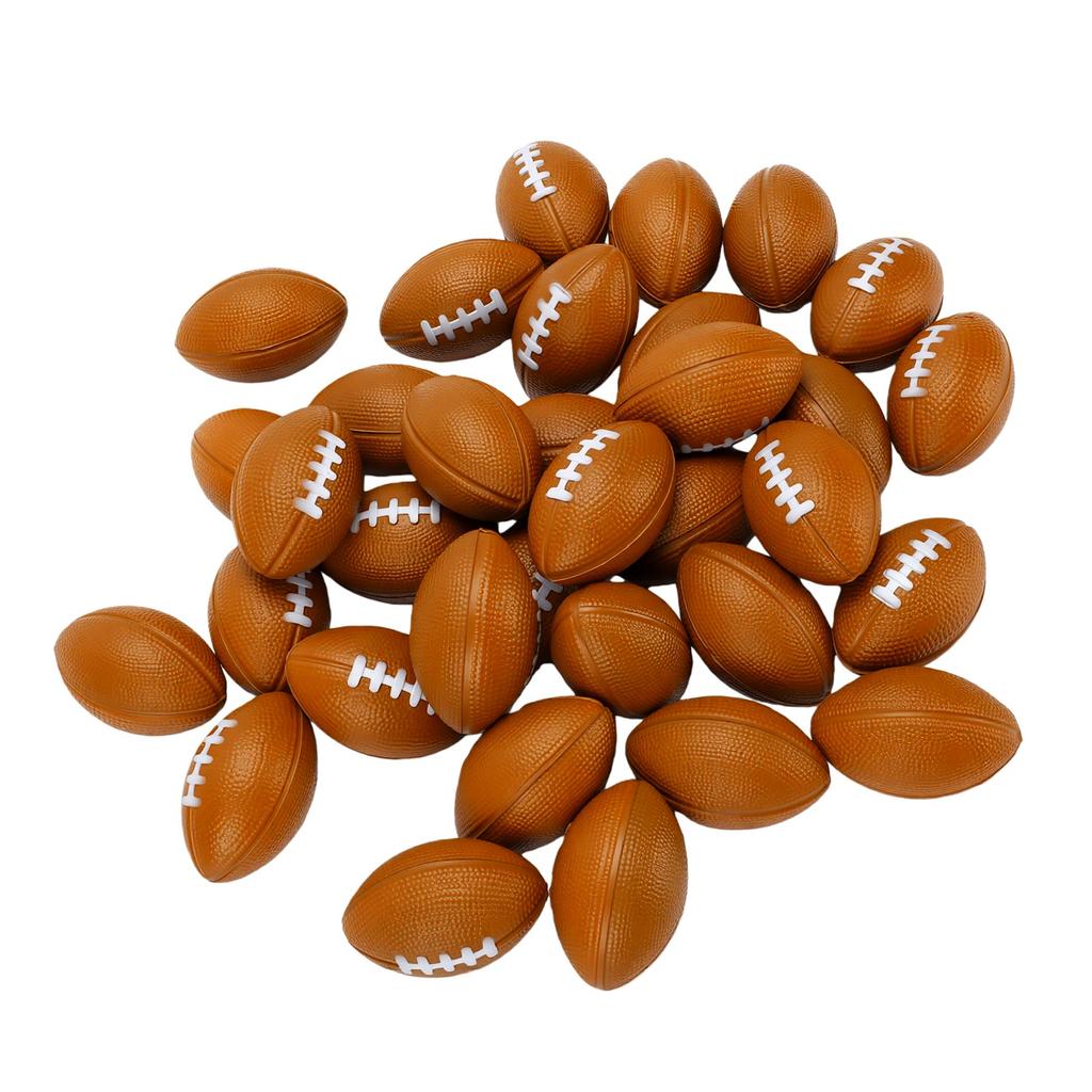 30pcs 5.5x 3.5cm Football Stress Balls Lifelike Slow Rebound Stress Relief Mini Footballs Party Favors for Travel