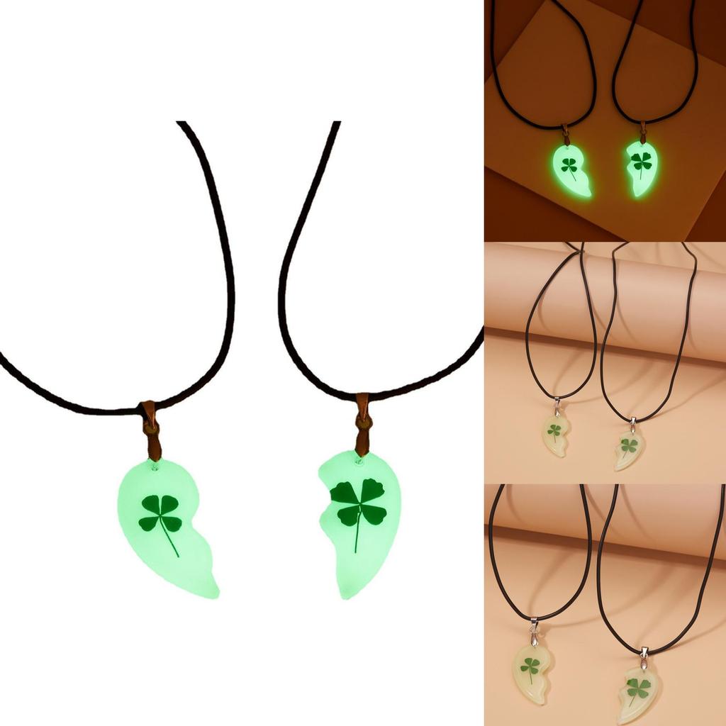 Geometric Floral Resin Lucky Charm Necklace With Glow Effect For Gift