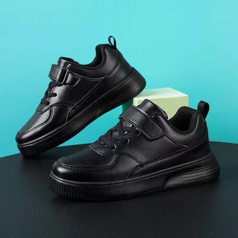 Children's Little White Shoes Foreign Trade Board Shoes 2025 Spring and Autumn Non-slip Small Black Shoes Student Leather Waterproof and Non-slip Spo