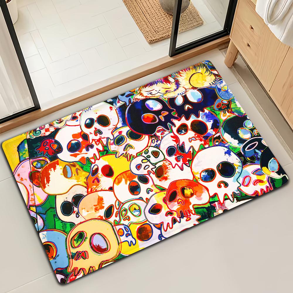 Fashion M-Murakamis Art T-Takashi Door Mat Bath Microfiber Decorative Versatile Flannel Floor Quick Dry Absorbent Non-slip Sole
