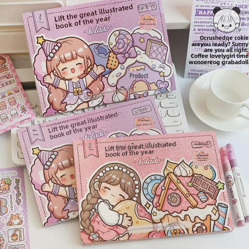 Tirado Roztomilý Ilustrační Zápisník se Samolepkami a Vzory Ozdobného Papíru