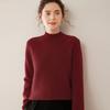 Women's Red Diamond Pattern Cashmere Sweater: Half-High Collar, Thickened, Plus Size, Loose, Warm, Autumn/Winter, Short Style.