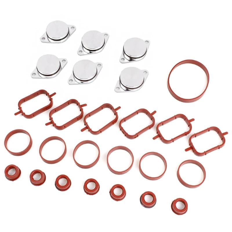 For BMW M57 E39 E60 E46 E38 E53 E83 E70 E71 E92 X3 X5 X6 Swirl Flap Blanks Plate & Intake Inlet Manifold Gasket Seal 22/33mm