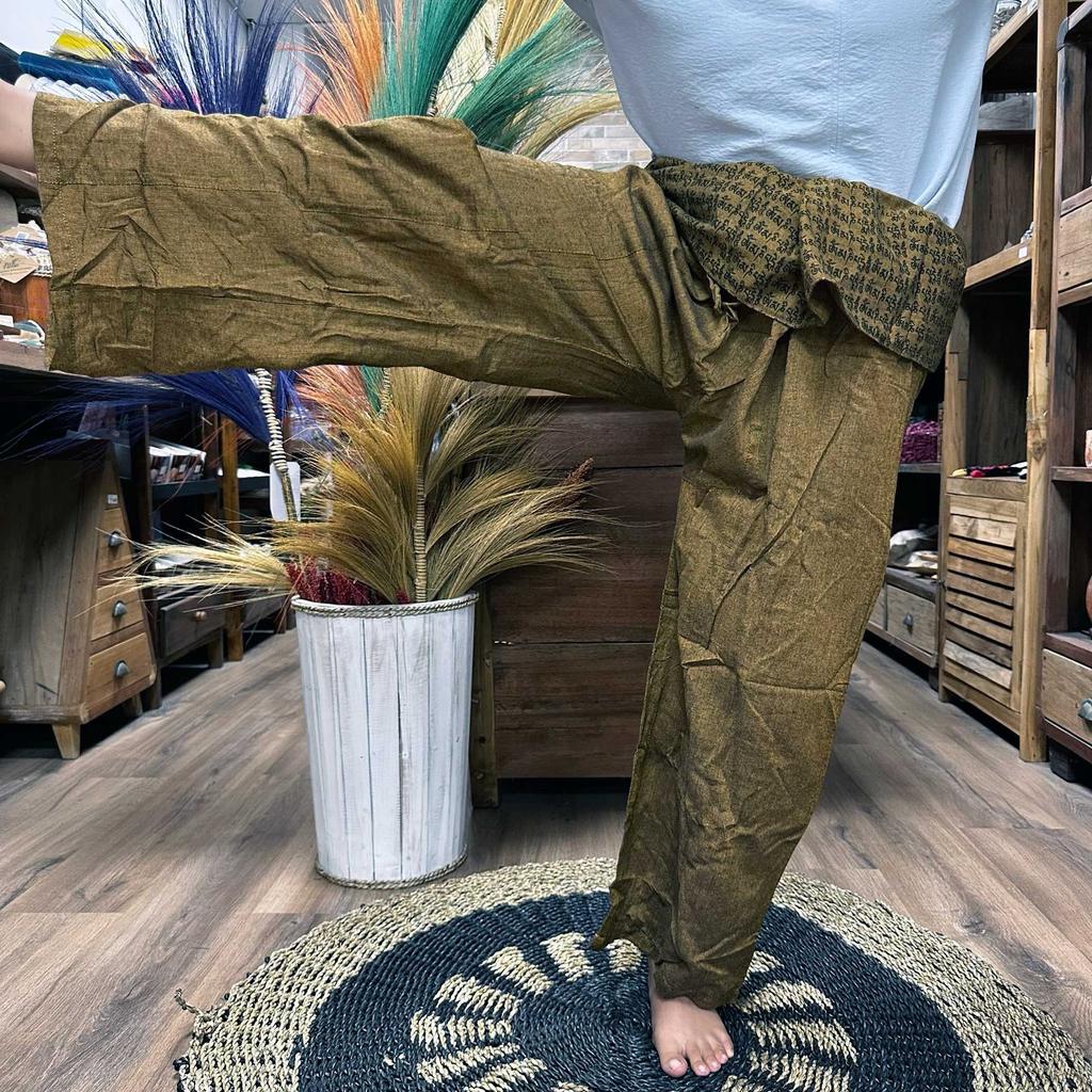 Thai Fisherman Yoga Pants Mandala Mantra Orange