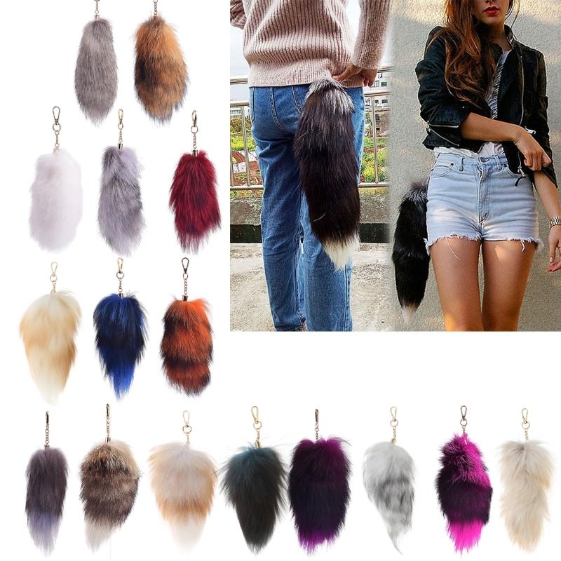 Imitation Furs Foxes Tail Keychain Pendant Toy Car Key Pendant Keyring for Car Keys Bag Backpack Decor Kids Toy Gift