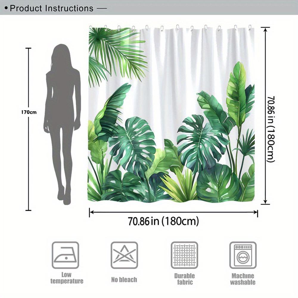 Tropical Palm Leaves Waterproof Shower Curtain for Bathroom Decor, Nature-Inspired and Stylish, Perfect for Modern Homes