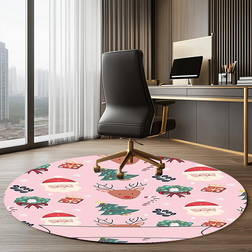 Christmas Printed Round Rug Carpet Chair Rug Area Rug Entryway Doormats,for Office Chair Living Room Bedroom Kitchen Room.