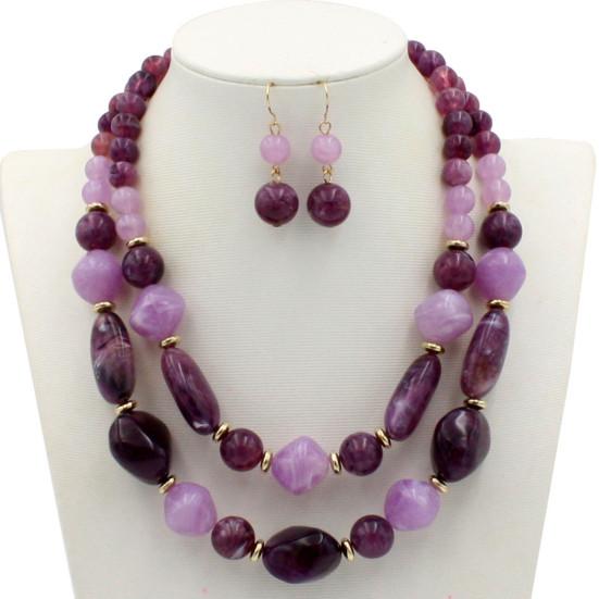 1 Set Layered Necklace Retro Design Jewelry Accessories Double Strand Statement Necklace Hook Earrings Set for Party